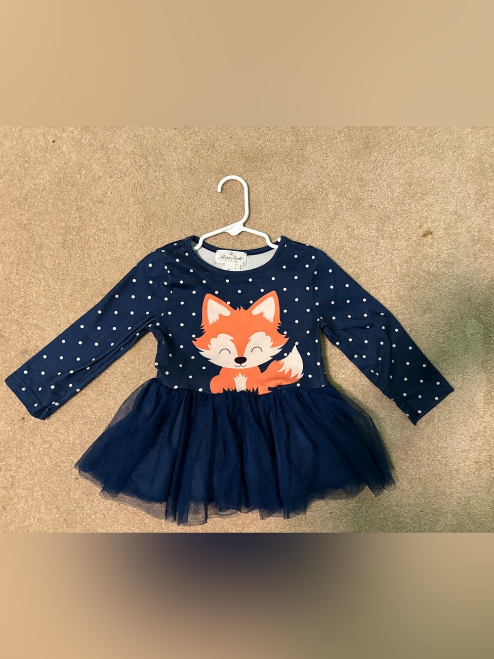 Navy Fox Tulle Skirt Casual Dress - Kids